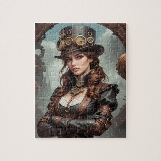 Steampunk geïnspireerde grafische puzzel legpuzzel (Verticaal)