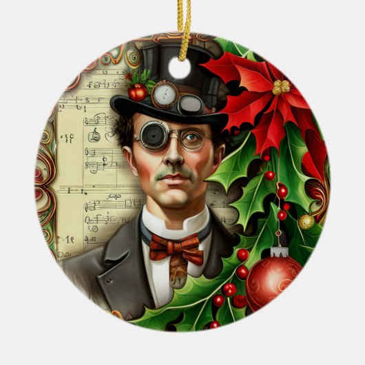 Steampunk Gentleman Christmas Keramisch Ornament (Voorkant)