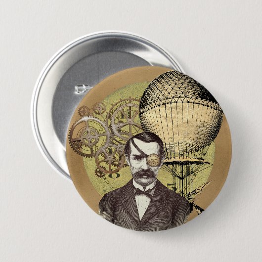 Steampunk Gentleman Collage Ronde Button 7,6 Cm (Voorkant /achterkant)