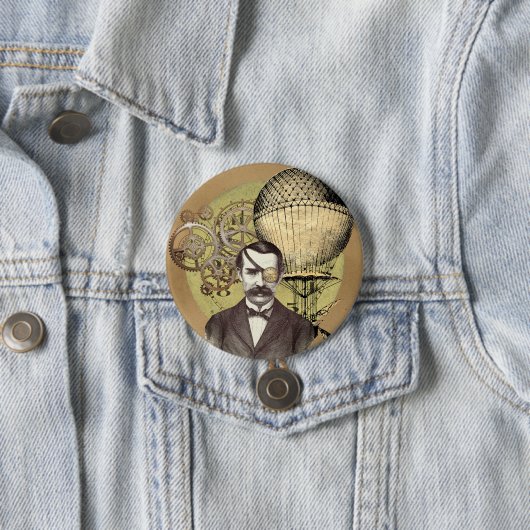 Steampunk Gentleman Collage Ronde Button 7,6 Cm (In situ)