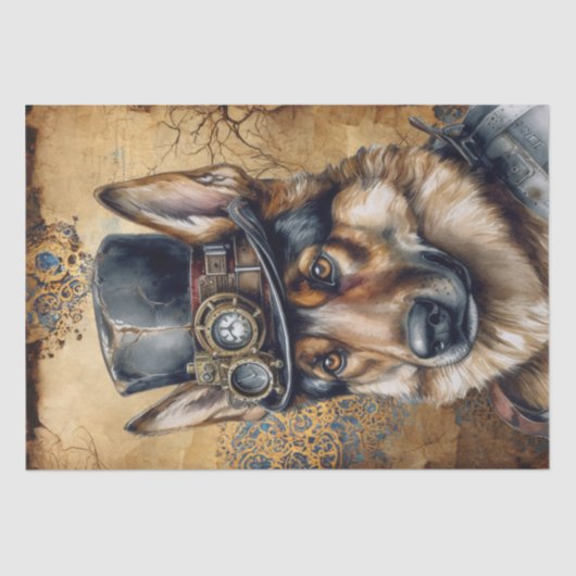 Steampunk German Shepherd Dog Tissuepapier (Voorkant)