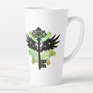 Steampunk Gevleugelde Sleutel en Cogwheel Latte Mok