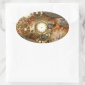 Steampunk, geweldige steampunkontwerp ovale sticker (Tas)
