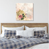 Steampunk Glam | Roze en Goud Roos Rustieke Bloeme Canvas Afdruk (Insitu (Slaapkamer))
