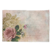Steampunk Glam | Roze en Goud Roos Rustieke Bloeme Kussensloop (Achterkant)