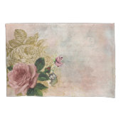 Steampunk Glam | Roze en Goud Roos Rustieke Bloeme Kussensloop (Voorkant)