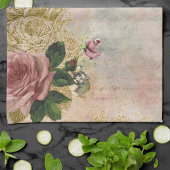 Steampunk Glam | Roze en Goud Roos Rustieke Bloeme Theedoek