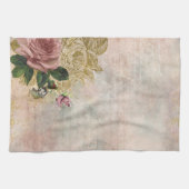 Steampunk Glam | Roze en Goud Roos Rustieke Bloeme Theedoek (Horizontaal)