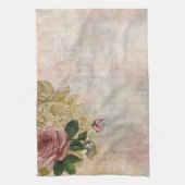 Steampunk Glam | Roze en Goud Roos Rustieke Bloeme Theedoek (Verticaal)