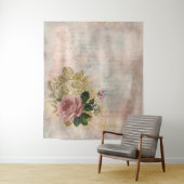 Steampunk Glam | Roze en Goud Roos Rustieke Bloeme Wandkleed (In situ)