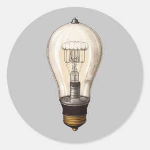 Steampunk gloeilamp Ronde Sticker