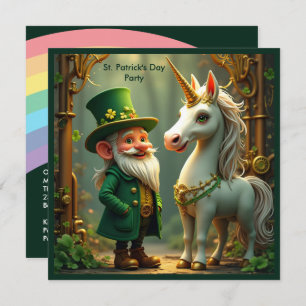 Steampunk Gnome-Leprechaun Unicorn St Patricks Day Kaart