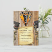 Steampunk & Gold Chains Bachelor invitation (Debout devant)