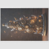 Steampunk Gold Christmas tree with metal gears Tissuepapier (Voorkant)
