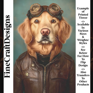 Steampunk Golden Retriever Aviator AS7 Decoupage Tissuepapier