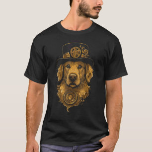Steampunk Golden Retriever Hond Middeleeuwse Steam T-shirt