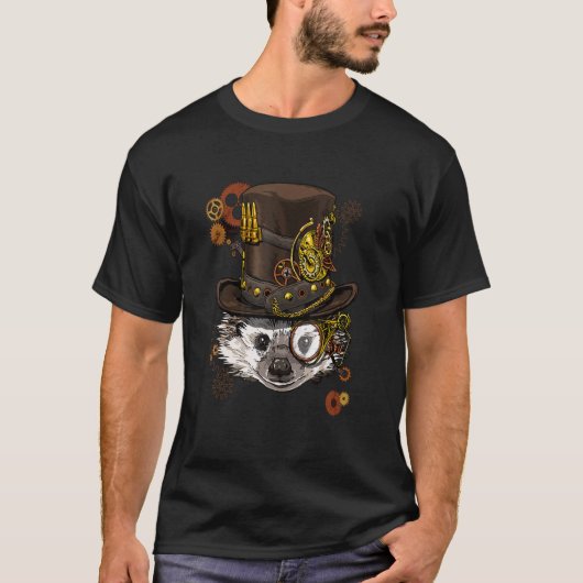 Steampunk Gothic Egel Mechanical Animal Face T-shirt (Voorkant)