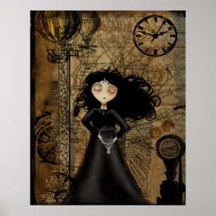 Steampunk Gothic Girl Art Poster