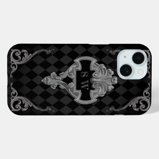 Steampunk Gothic Monogrammed Case-Mate iPhone Case (Achterkant (horizontaal))