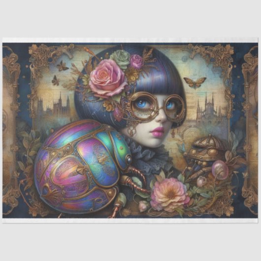 Steampunk Gothic Scarab Beetle Decoupage Tissuepapier (Voorkant)
