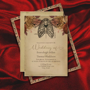 Steampunk Gothic Science Fiction Floral Wedding Kaart
