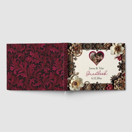 Steampunk Gothic thema bruiloft gepersonaliseerd Gastenboek (Volledig)