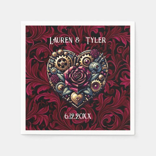 Steampunk Gothic thema bruiloft gepersonaliseerd Servet (Voorkant)