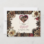 Steampunk Gothic thema bruiloft RSVP (Voorkant)