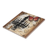 steampunk gothic vlinderparis kroonluchter tegeltje (Zijkant)