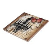 steampunk gothic vlinderparis kroonluchter tegeltje (Zijkant)