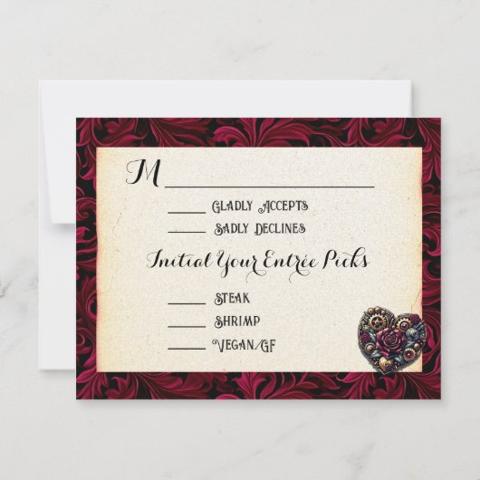 Steampunk Gothique Mariage à thème RSVP (Dos)
