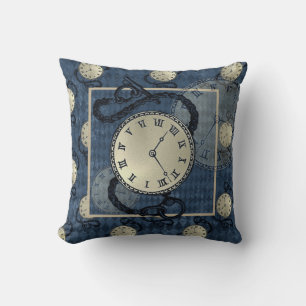 Steampunk gothique punk horloges & crânes coussin