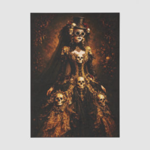 Steampunk gotische dame, schedeljurk FJ3R decoupag Tissuepapier