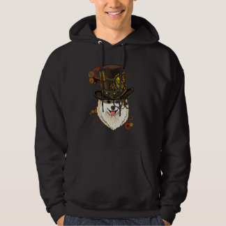 Steampunk Gotische Pomeranian Puppy Honden Gezicht Hoodie