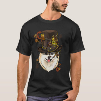 Steampunk Gotische Pomeranian Puppy Honden Gezicht T-shirt