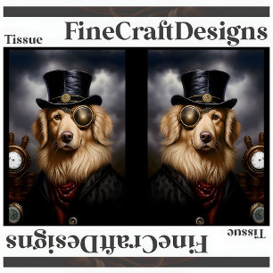 Steampunk Gouden Retriever Hoed Decoupage RL 138 Tissuepapier