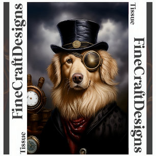 Steampunk Goudkleurige Retriever Hoed Decoupage R  Tissuepapier