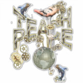 Steampunk Graphic Teach Peace - Dolphins Sticker (Voorkant)