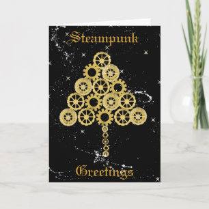 Steampunk Greetings kerstkaart Feestdagen Kaart