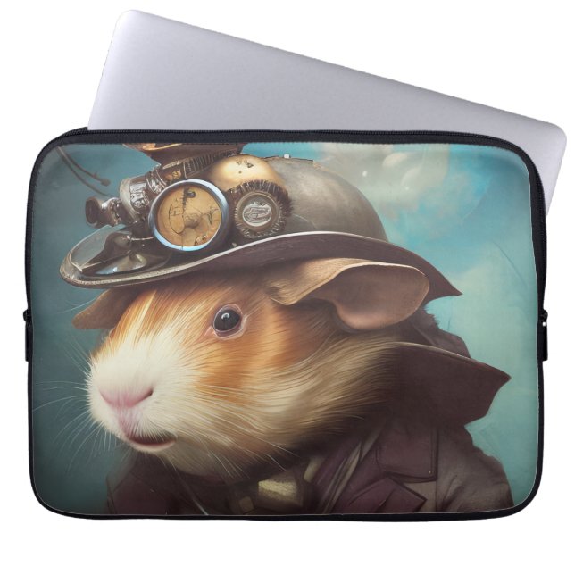 Steampunk Guinea Pig Laptop Sleeve (Voorkant)