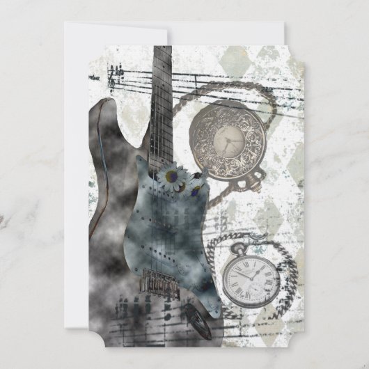 Steampunk Guitar Time Music Faire-part de mariage (Dos)