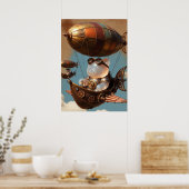 Steampunk Gummy Bear Piloot in Fantasie Luchtship Poster (Keuken)