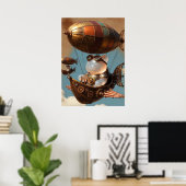 Steampunk Gummy Bear Piloot in Fantasie Luchtship Poster (Thuiskantoor)
