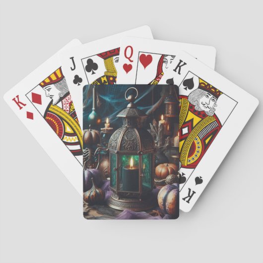 Steampunk Halloween Clockwork Black Lantern Pokerkaarten (Achterkant)