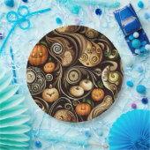 Steampunk Halloween Pumpkin & Swirl Paper Bord (Feest)