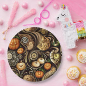 Steampunk Halloween Pumpkin & Swirl Paper Bord (Feest)