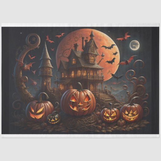 Steampunk Halloween Pumpkin town Tissuepapier (Voorkant)