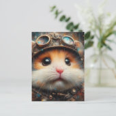 Steampunk Hamster Briefkaart (Staand voorkant)