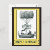 Steampunk Happy Birthday Briefkaart (Voorkant / Achterkant)