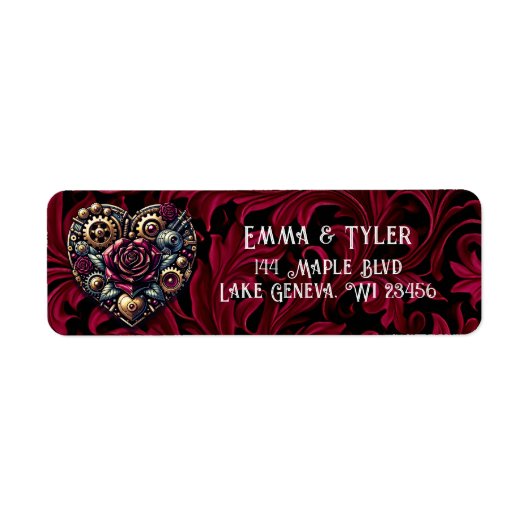 Steampunk Hart en Rozen Etiket (Voorkant)